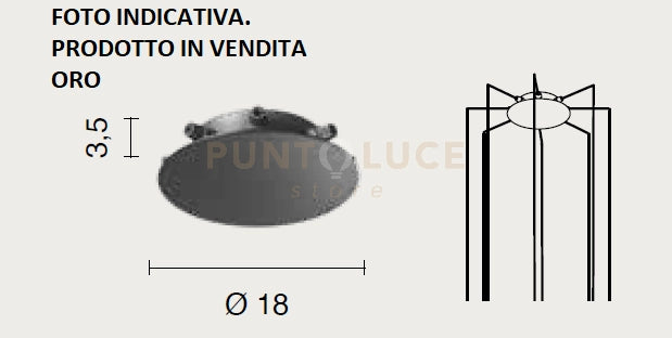 OBA0015 BASE TONDA 8 FORI ORO  D.18CM H.3,5CM PER SOSPENSIONE