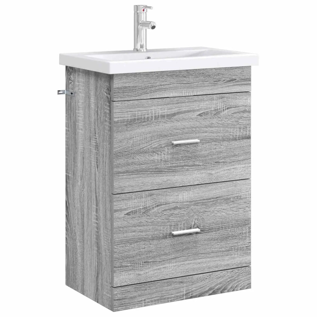 Mobiletto da Bagno Sotto Lavabo Sonoma grigio 56 x 37,5 x 81 cm 890709