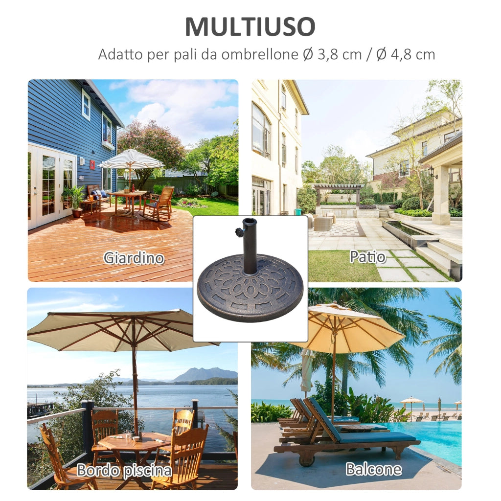 Base per Ombrellone 12kg Bronzo ¨C zephmum ¨C Resina ¦µ48.5x34cm per Pali 38-48mm