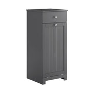 SoBuy | Lavatrice mobile grigio scuro con cestello | Mobile bagno con portabiancheria e 1 porta | Mobili bagno con cassetto | 40.0x38.0x90.0 cm | Capacità di carico 20 kg | BZR21-II-DG