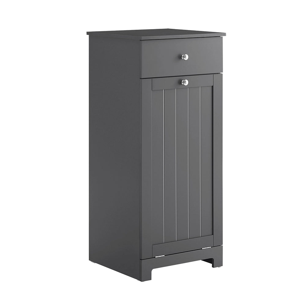 SoBuy | Lavatrice mobile grigio scuro con cestello | Mobile bagno con portabiancheria e 1 porta | Mobili bagno con cassetto | 40.0x38.0x90.0 cm | Capacità di carico 20 kg | BZR21-II-DG