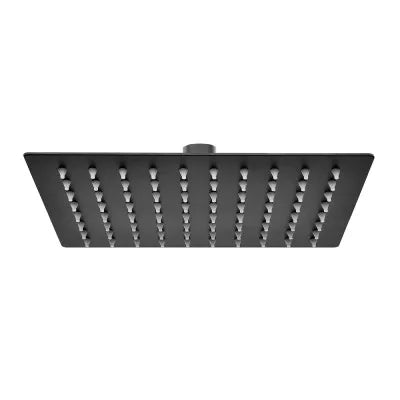 Soffione doccia rettangolare 30x20 cm nero opaco in acciaio inox
