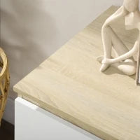 Cassettiera 6 Cassetti Moderna in Legno, 135x48x77cm, Bianco e Colore Legno