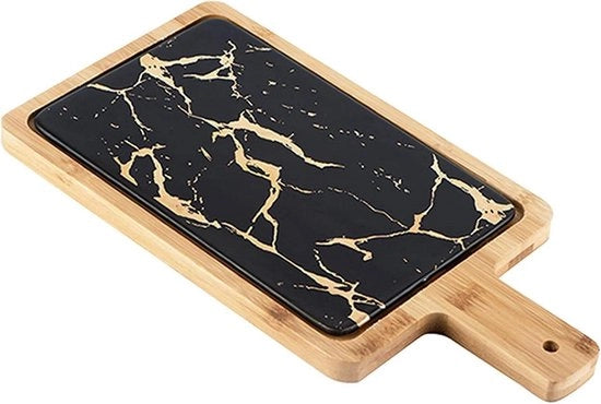 Piatto di servizio quadrato in marmo con texture dorata - piatto per steak in ceramica - piatto per dessert - tablet per utensili da cucina - piatto per pane e pizza (nero 335 x 175 x 15 cm) piatto di servizio quadrato 70x70