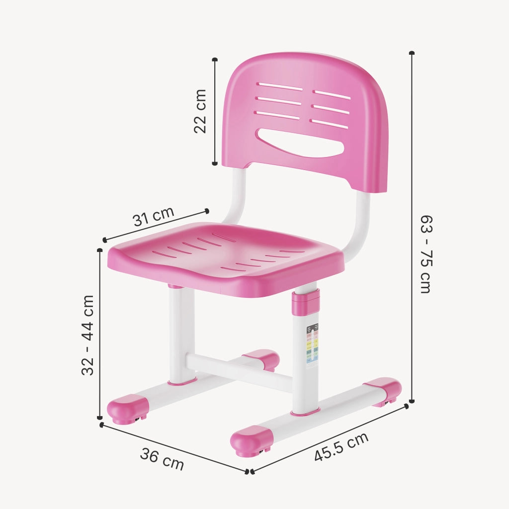 Sedia per Cameretta Sauda ad Altezza Regolabile 75 x 36 x 46 cm - Rosa / Bianco [en.casa]