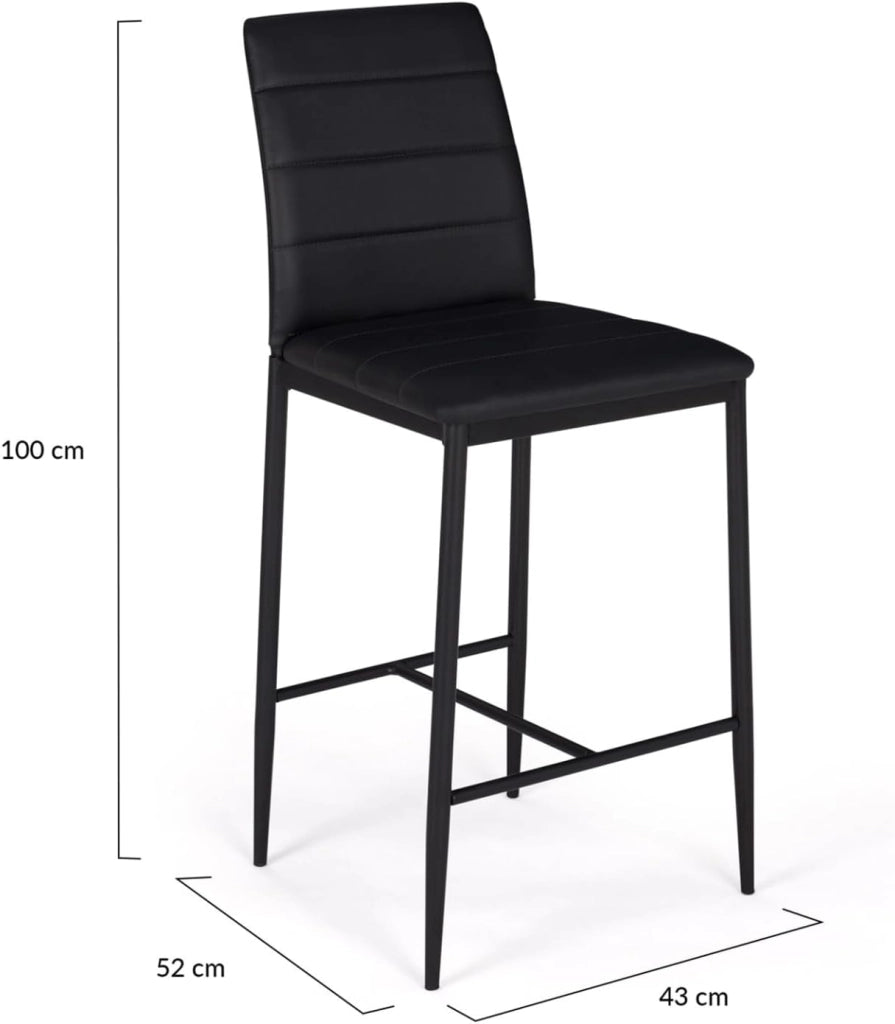 Set di 4 sgabelli da bar imbottito design contemporaneo in PVC nero ROMANE