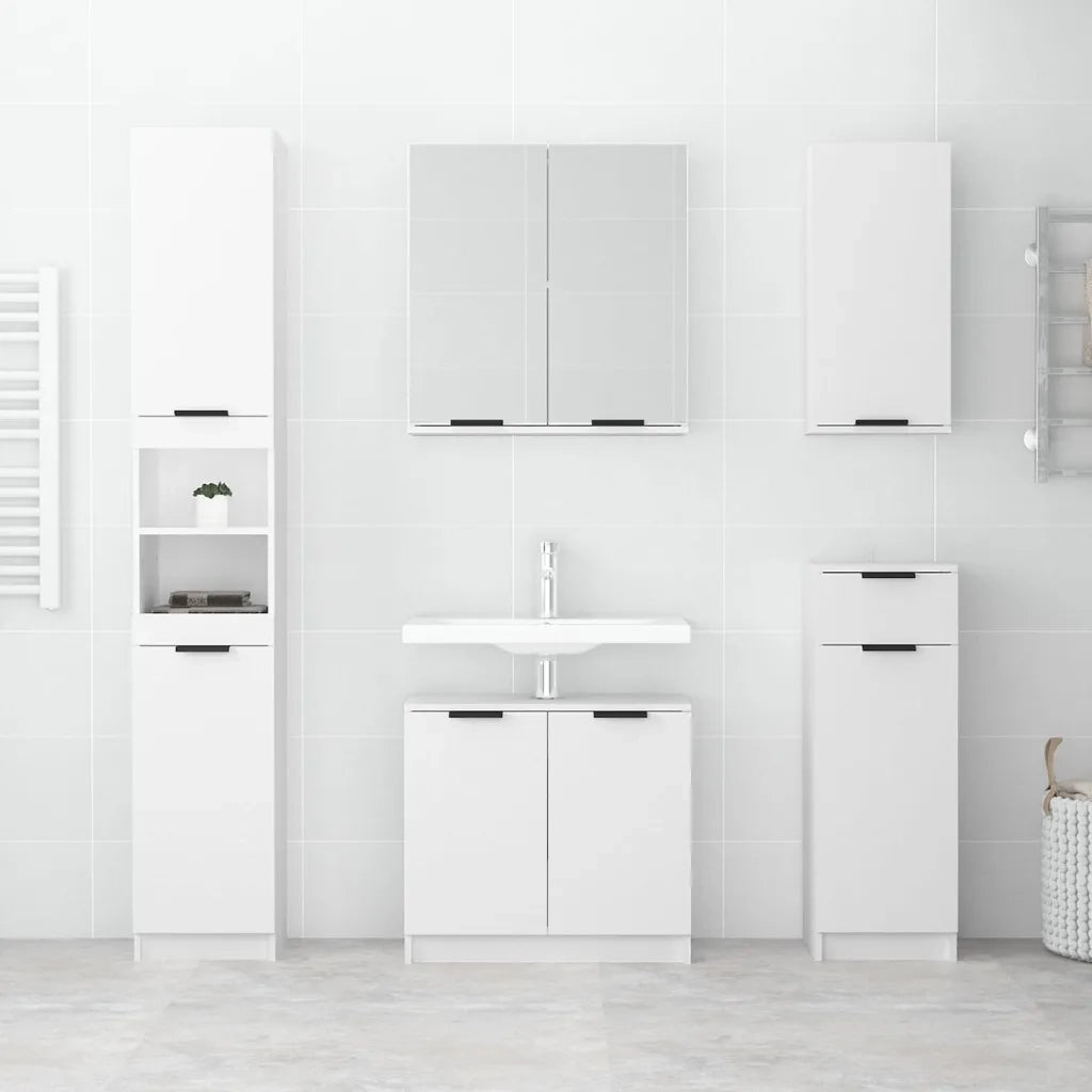 Armadietto a Specchio da Bagno-Mobile bagno con specchio Bianco 64x20x67 cm