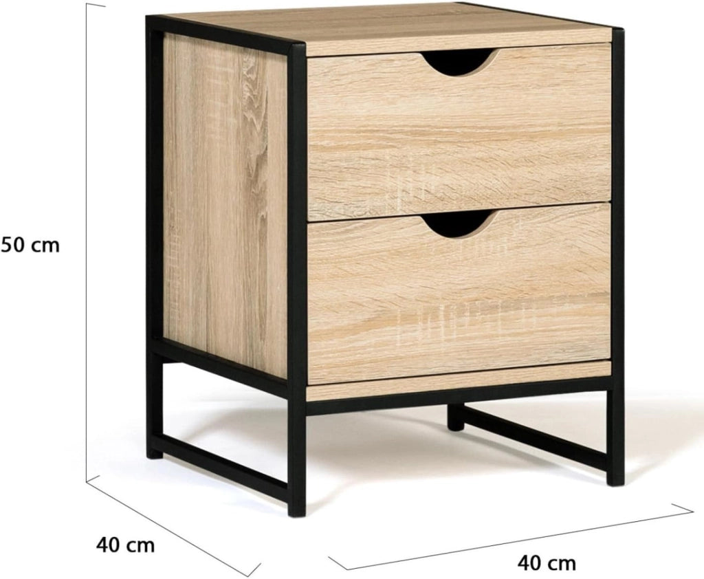Set di 2 comodini Detroit con 2 cassetti Design Industriale