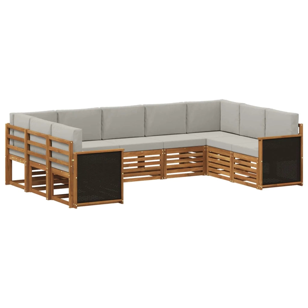 Set divano sezionale con cuscino 7 pcs Naturale e Grigio Chiaro 3384822