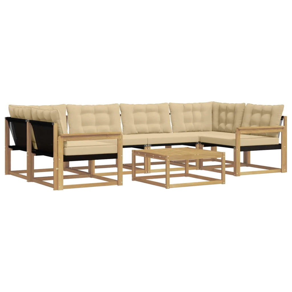 Set di divani da esterno 7 pz Bianco e Beige 3388463