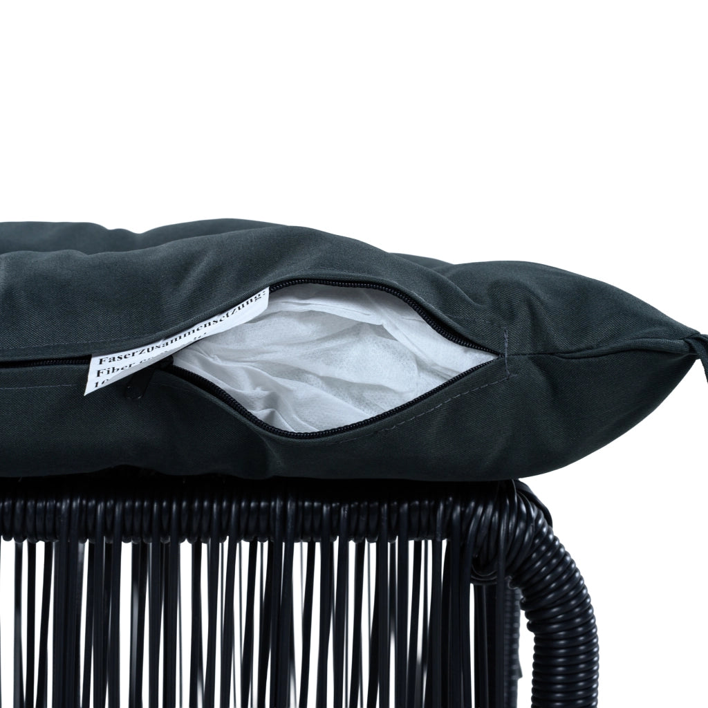 Set Giardino 5 Pezzi con Tavolo, Sedie e Sgabelli ¨C MINIMAL ¨C Polyrattan PE, Cuscini, Piano in Vetro