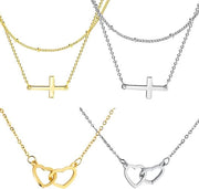 Catene per donna con motivi incrociati e cuoricini, lunghe catene - regali di moda per donne e ragazze - materiale sintetico