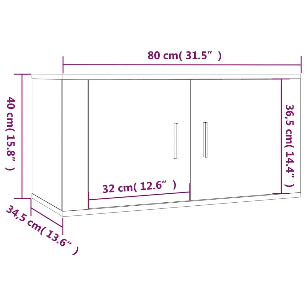 Mobile TV multimediale da parete mensola TV mobile TV sala da pranzo soggiorno camera da letto 3 pezzi rovere affumicato 80 x 34,5 x 40 cm marrone 02_0029047