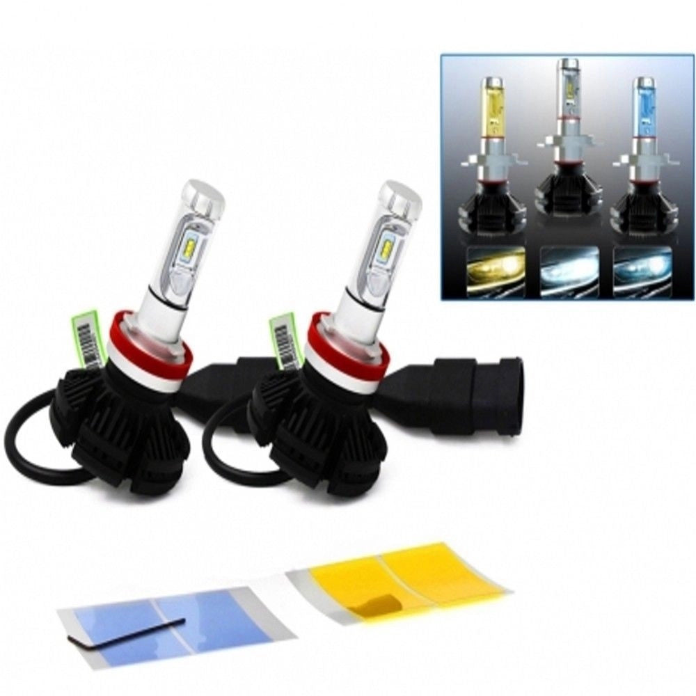 Trade Shop - Coppia Lampada Led Faro X3 Headlight H1 50w Bulbi Ricambio Luce 3 Film Colori -