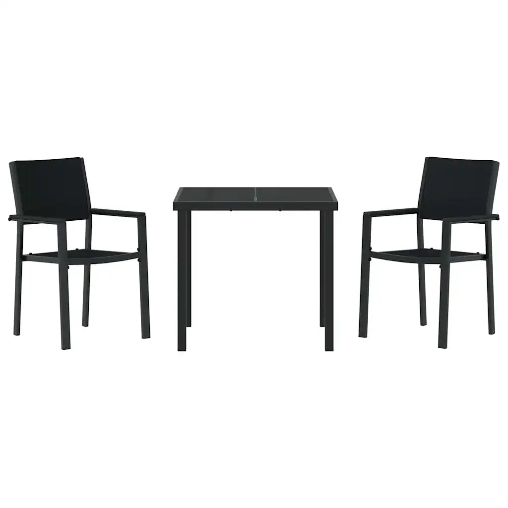 Set da Pranzo per Giardino 3 pcs Nero