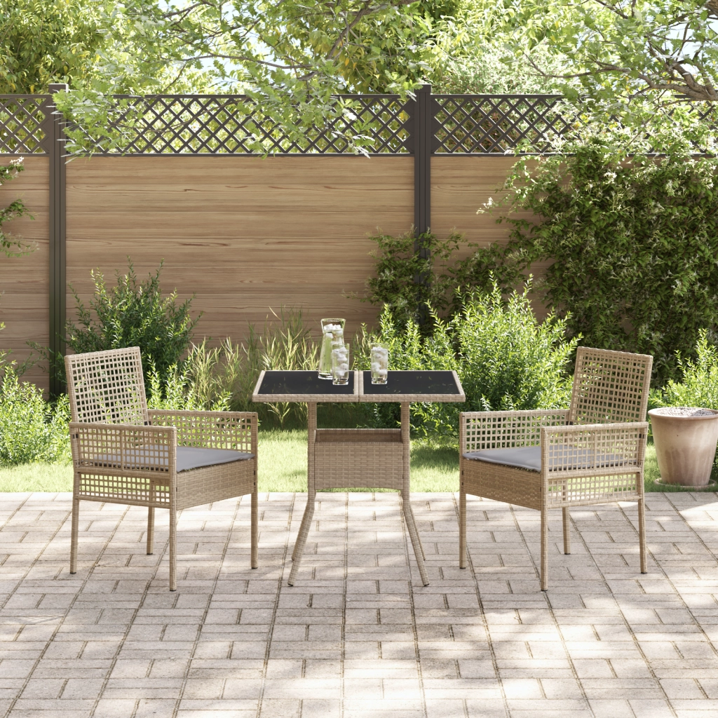 Set da pranzo per giardino 3 pezzi Beige Polirattan