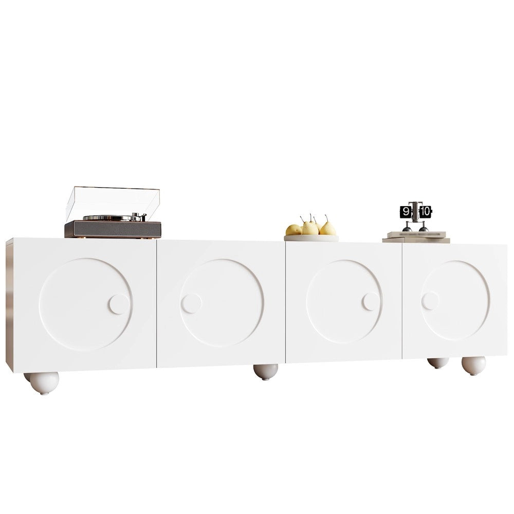 Mobile TV Basso ¨C Xylo ¨C Bianco, Legno, 180x38x50 cm