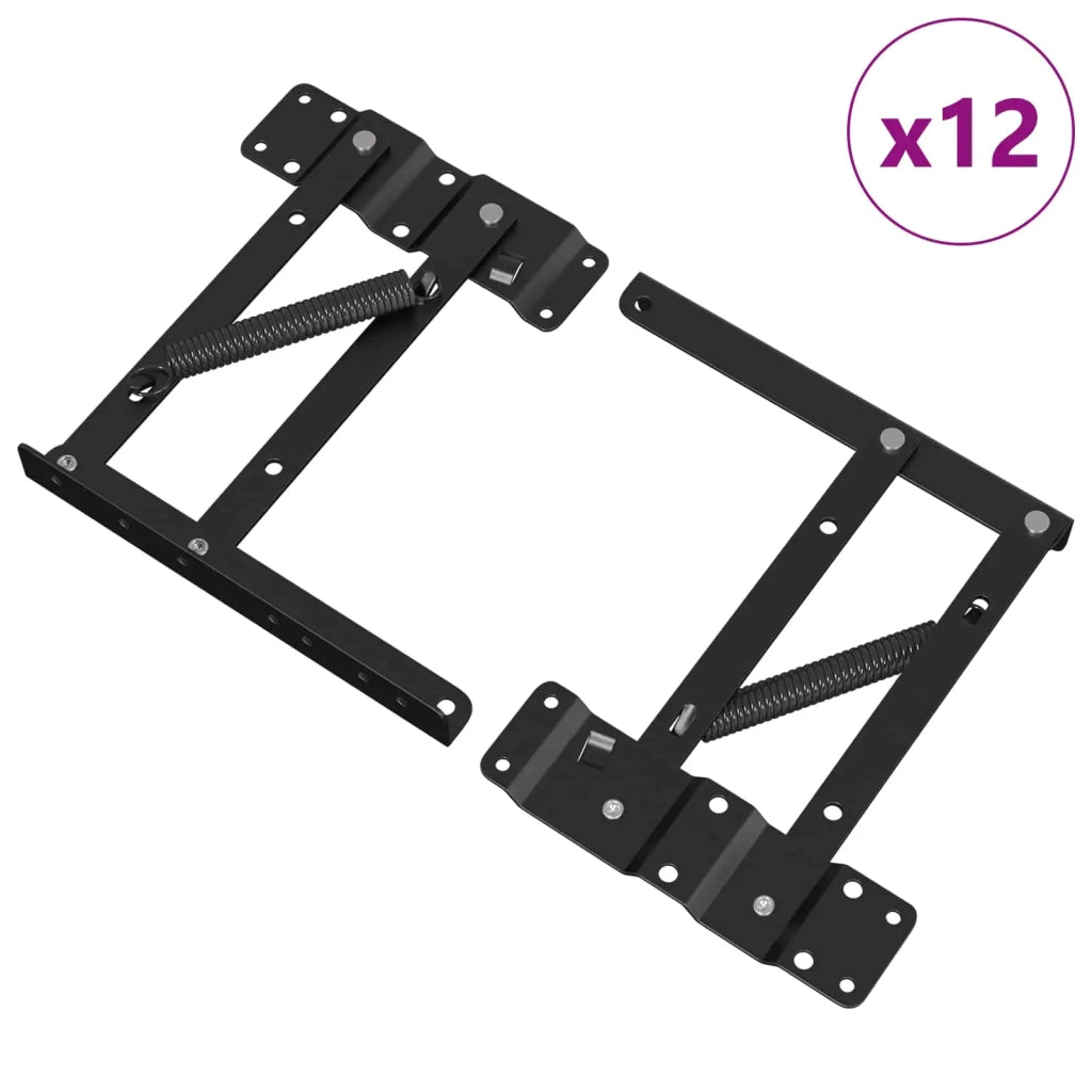 Meccanismo di Sollevamento per Letto 12 pcs Nero Ferro 864847