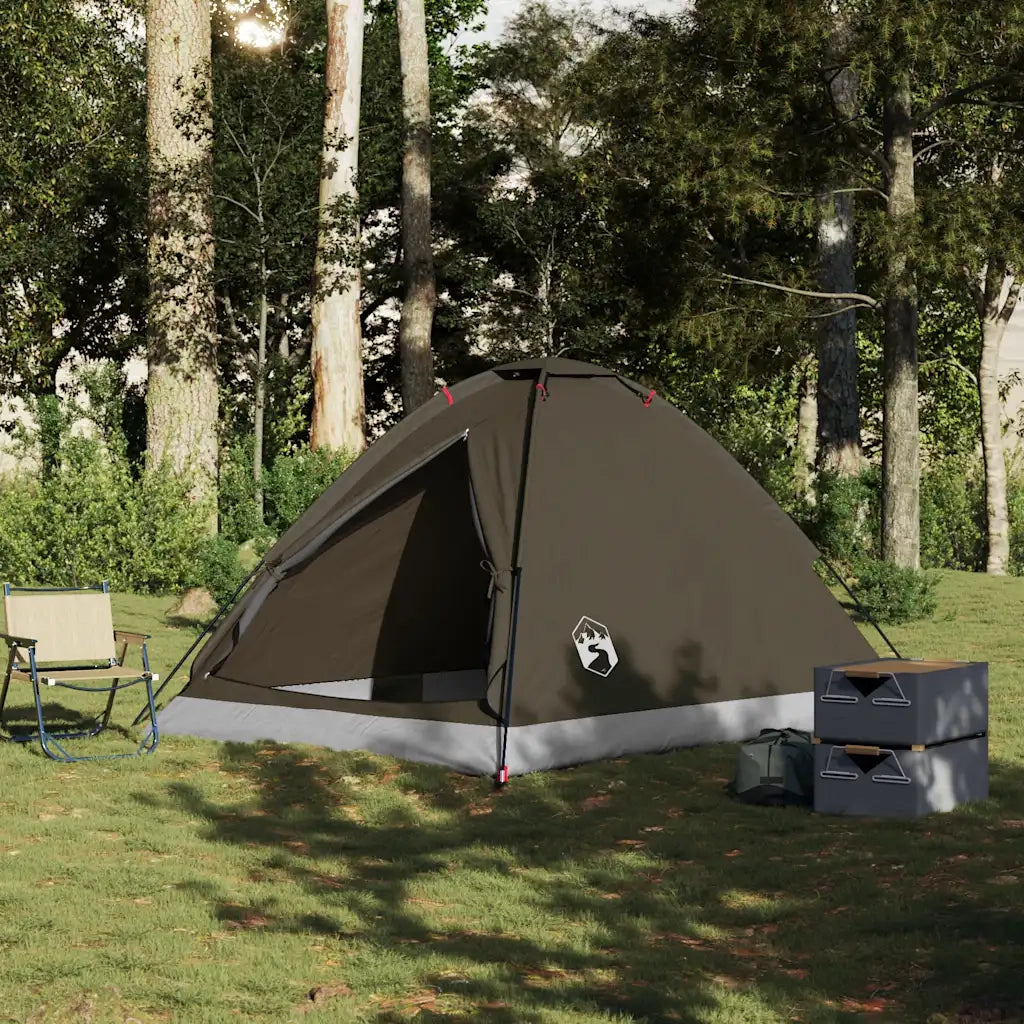 Tenda da Campeggio a Cupola per 4 Persone Marrone Impermeabile
