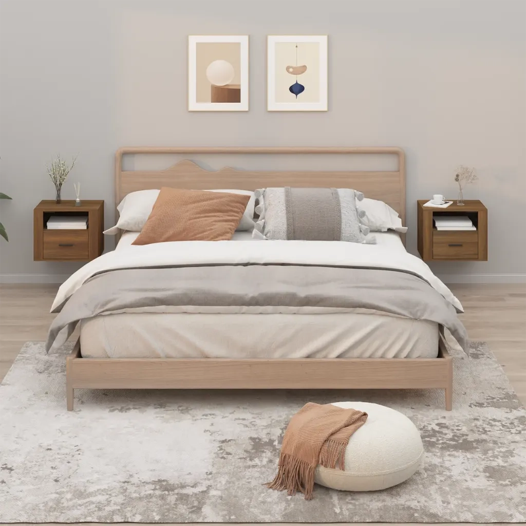 Comodini a Muro 2 pz-Set di 2 Tavolino da notte Rovere Marrone 50x36x40 cm