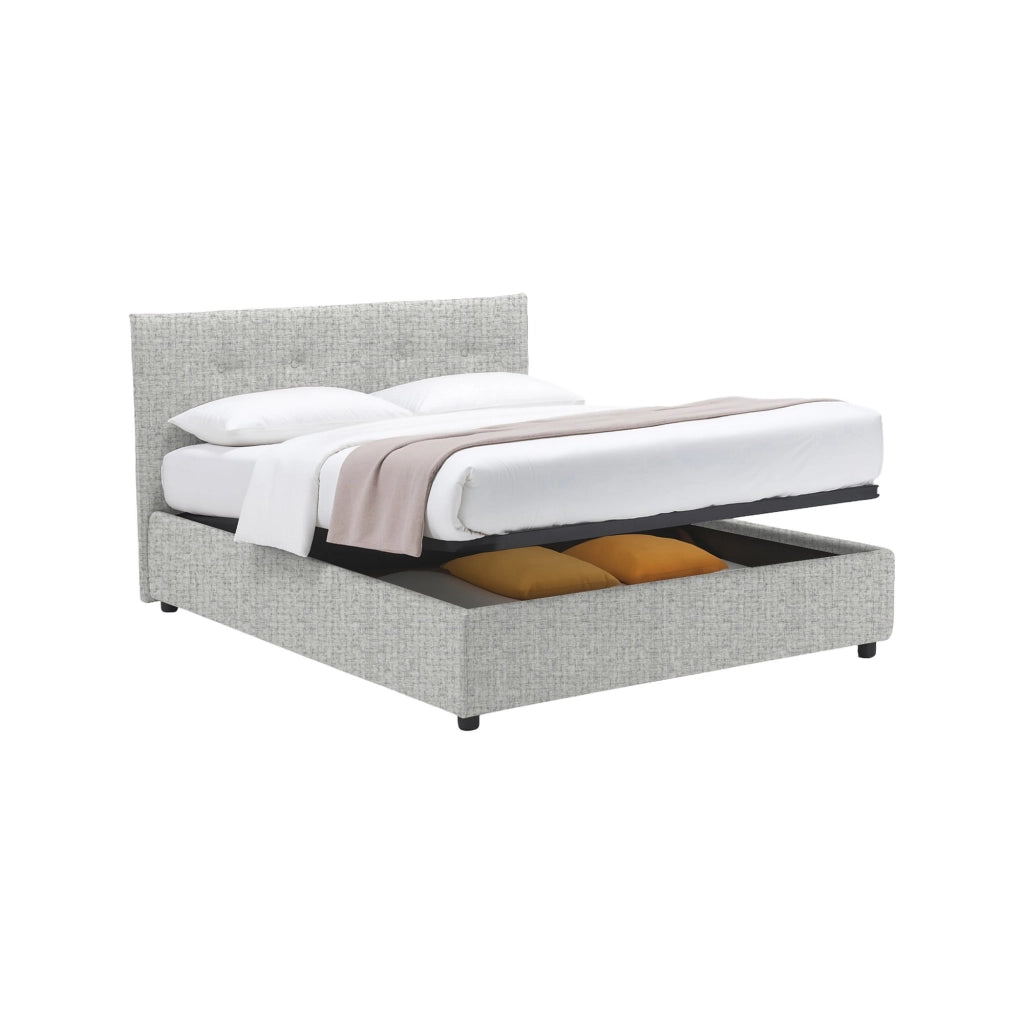 Oxford, Letto Matrimoniale Sfoderabile Made in Italy, Grigio Chiaro