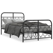 Letto matrimoniale | Letto per adulti | Giroletto con Testiera e Pediera Metallo Nero 120x190 cm