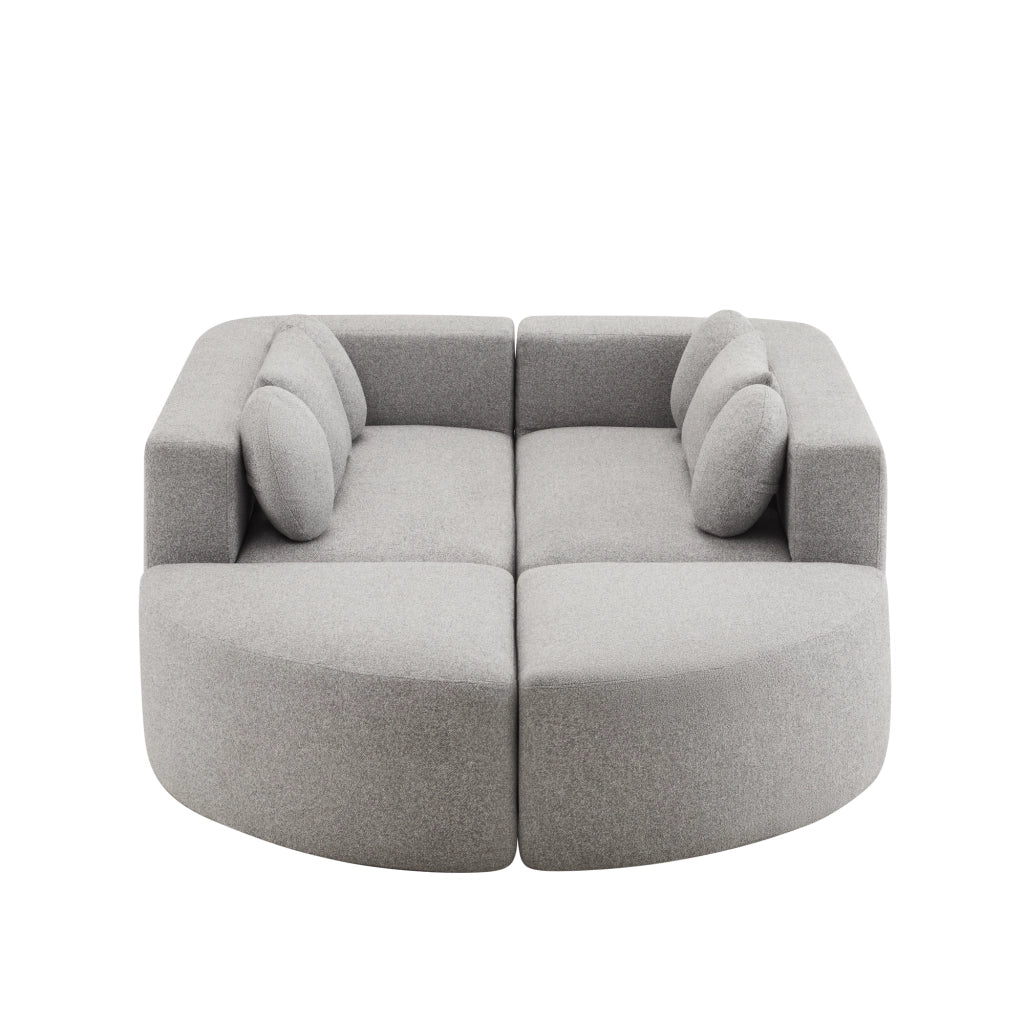 Divano Letto Modulare ¨C MINIMAL ¨C Grigio, Tessuto Chenille, 292x165x68 cm