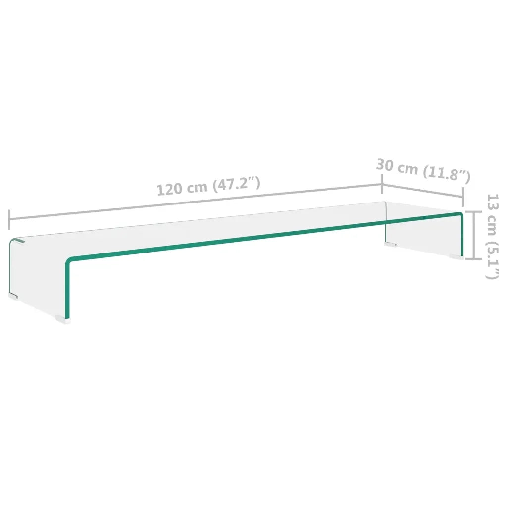 Mobile/Rialzo Porta TV-Supporto per TV in Vetro Trasparente 120x30x13 cm