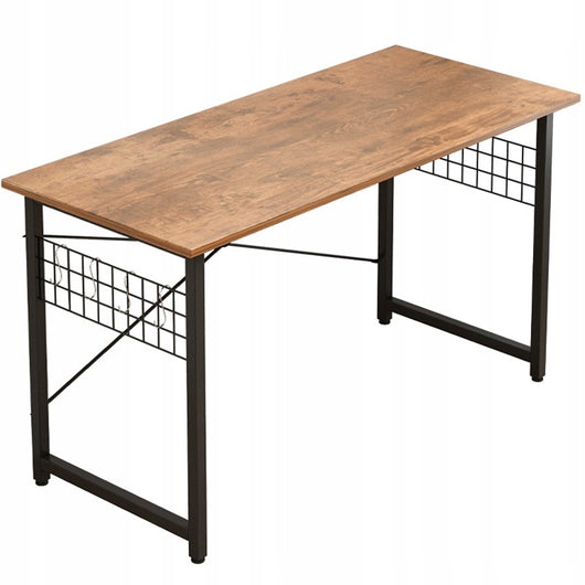 Scrivania per computer con ganci, stile Loft industriale, finitura rustica marrone.