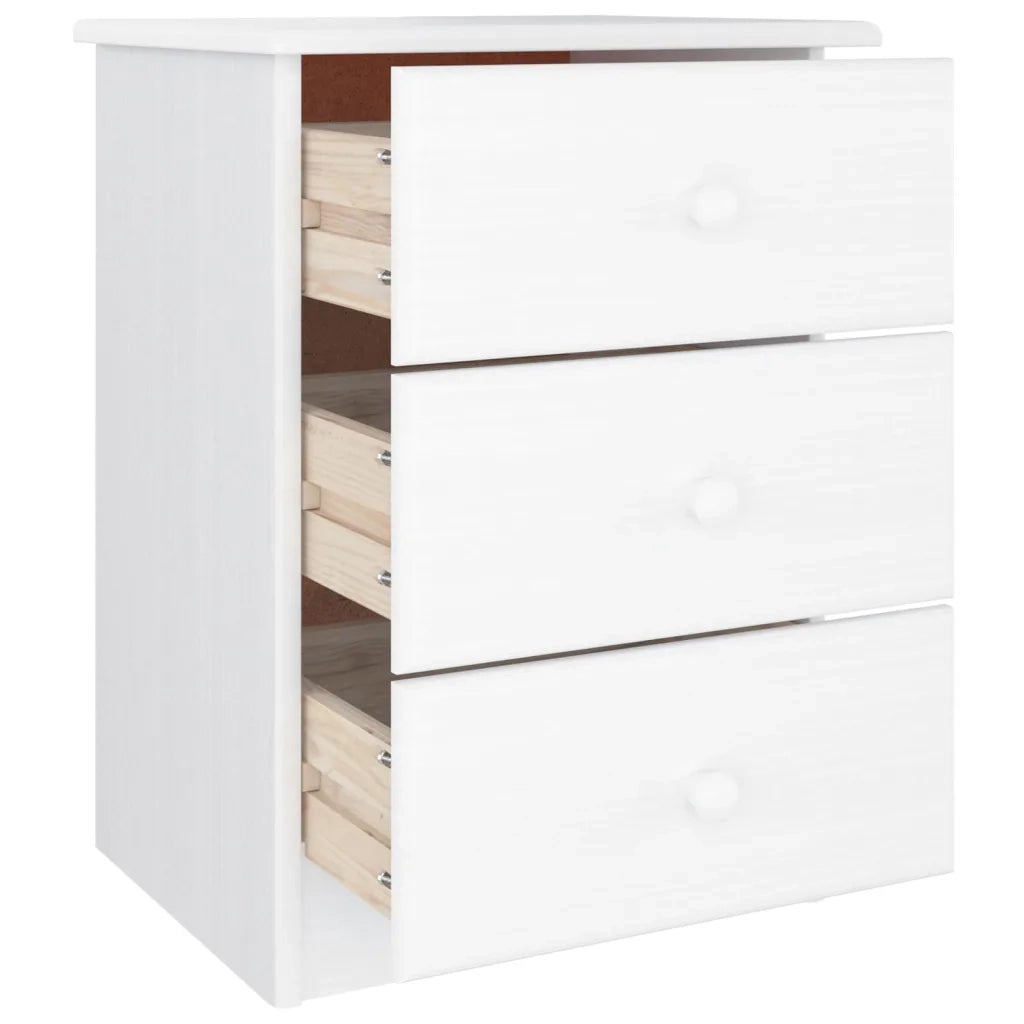 Comodino ALTA Bianco 41x35x55,5 cm in Legno Massello di Pino 353918