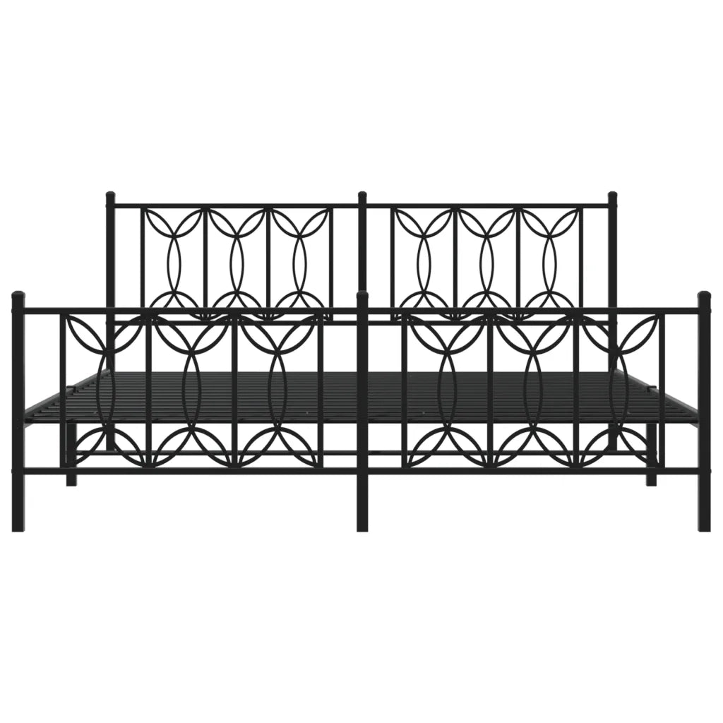 Giroletto con Testiera e Pediera Metallo Nero 183x213 cm