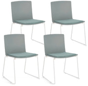 Set 4 Sedie 43,5x50x79 cm Giulia in Poliestere Bianco e Verde Salvia