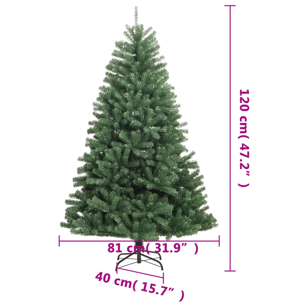 Albero di Natale Artificiale Incernierato con Base Verde 120 cm
