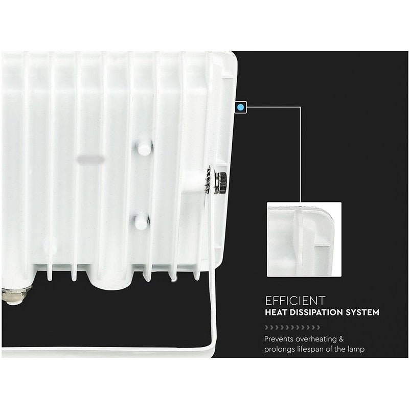 Faro Led Flood Light 20W Carcassa Bianca IP65 Freddo 6400K Super Slim SKU-215951