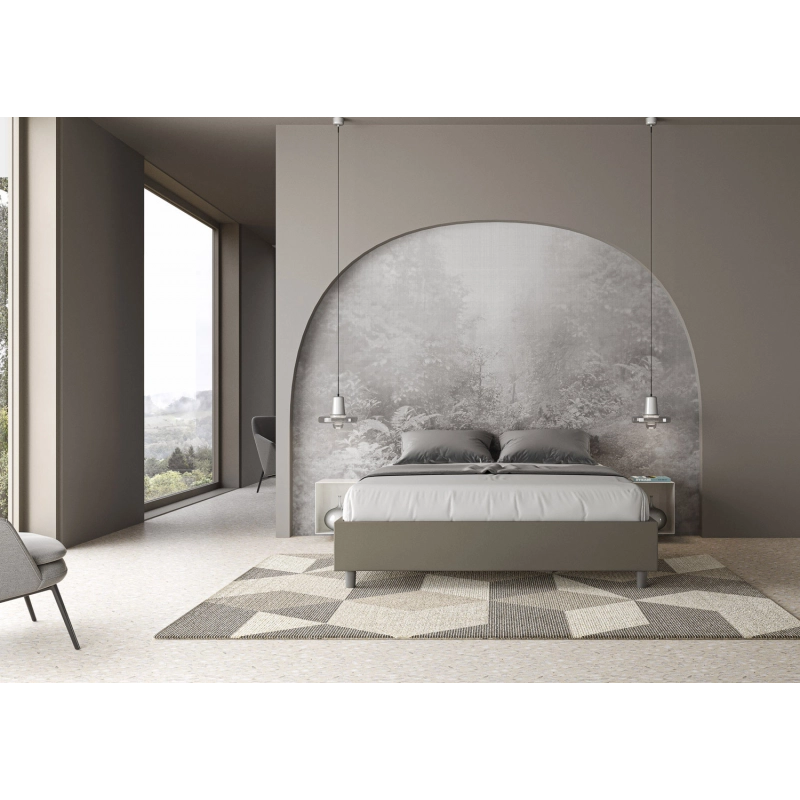 Letto Sommier imbottito Matrimoniale 160x210 cm Azelia - Similpelle,Senza rete,Cappuccino