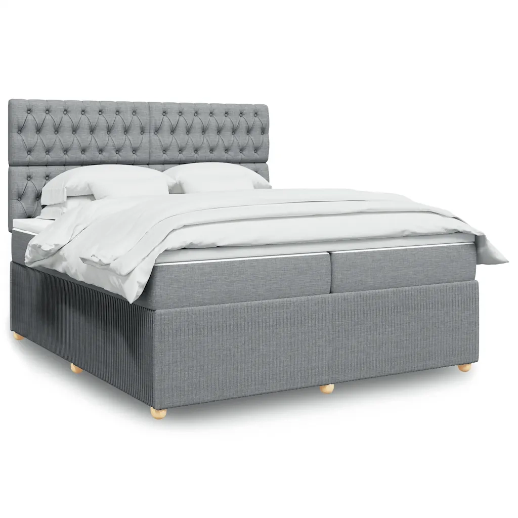 Giroletto a Molle con Materasso Grigio Chiaro 200x200cm Tessuto 3292170