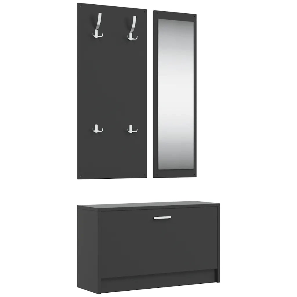 Set Scarpiere 3 in 1-Scaffale per scarpe Nero in Legno Multistrato