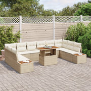 Set di divani da giardino  da 11 pezzi con cuscini beige in rattan polietilene