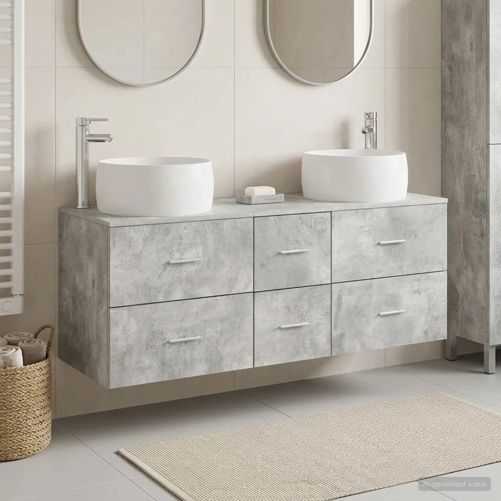 Set di mobili per il bagno 3 pz Grigio Cemento 3405934
