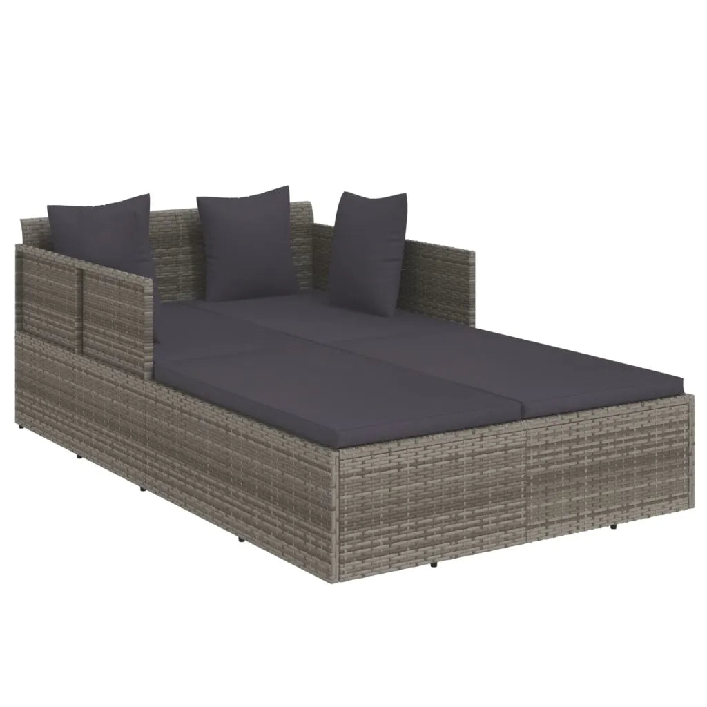 Lettino con Cuscini Grigio 182x118x63 cm in Polyrattancod mxl 118262