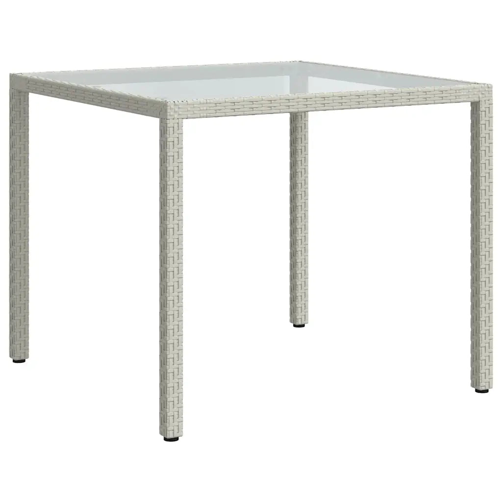 Tavolo Giardino 90x90x75 cm Vetro Temperato e Polyrattan Bianco cod mxl 34279