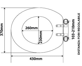 Sedile WC Universale in MDF Bianco Soft Close Sganciabile con Distanza Fori Regolabile 103–210 mm
