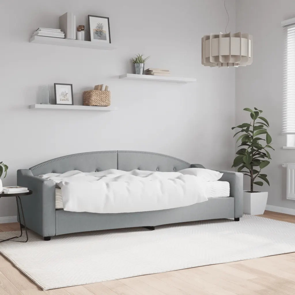 Divano letto | Sof¨¤ letto | Letto singolo con Materasso Grigio Chiaro 80x200 cm in Tessuto