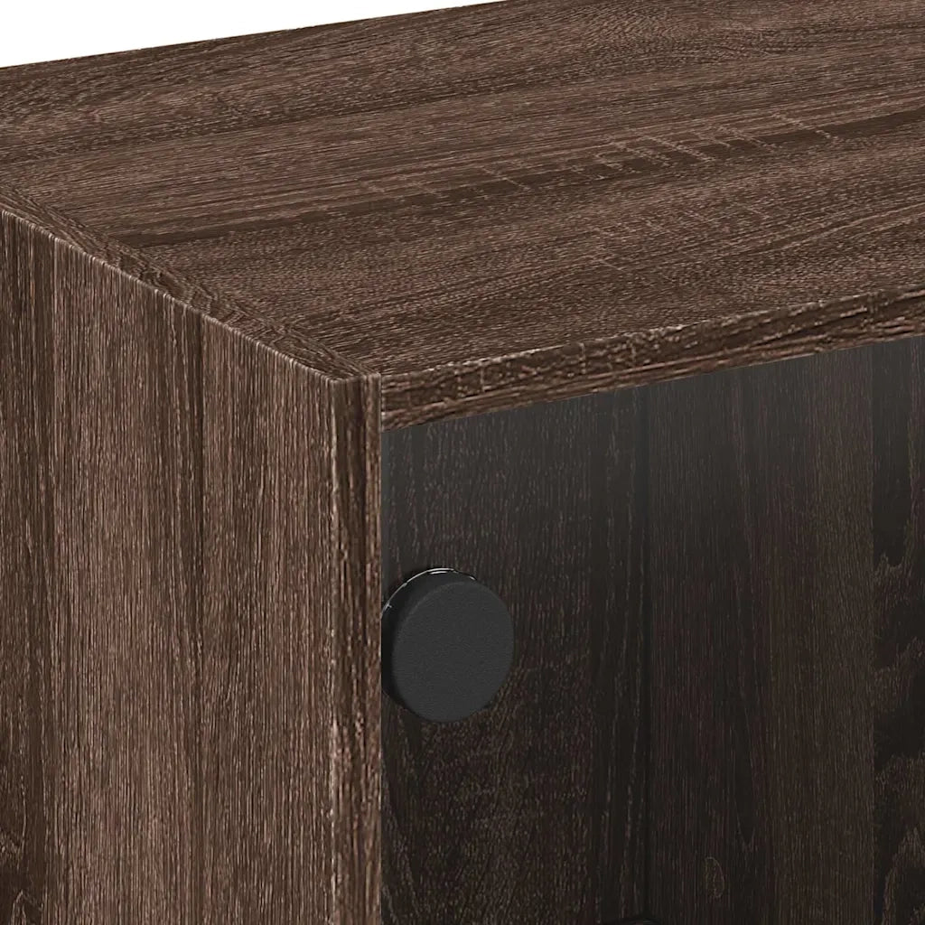 Tavolino da Salotto con Ante in Vetro Rovere Marrone 68x50x42cm 836370