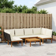 7 pcs Legno massiccio di acacia e corda Naturale 3407727