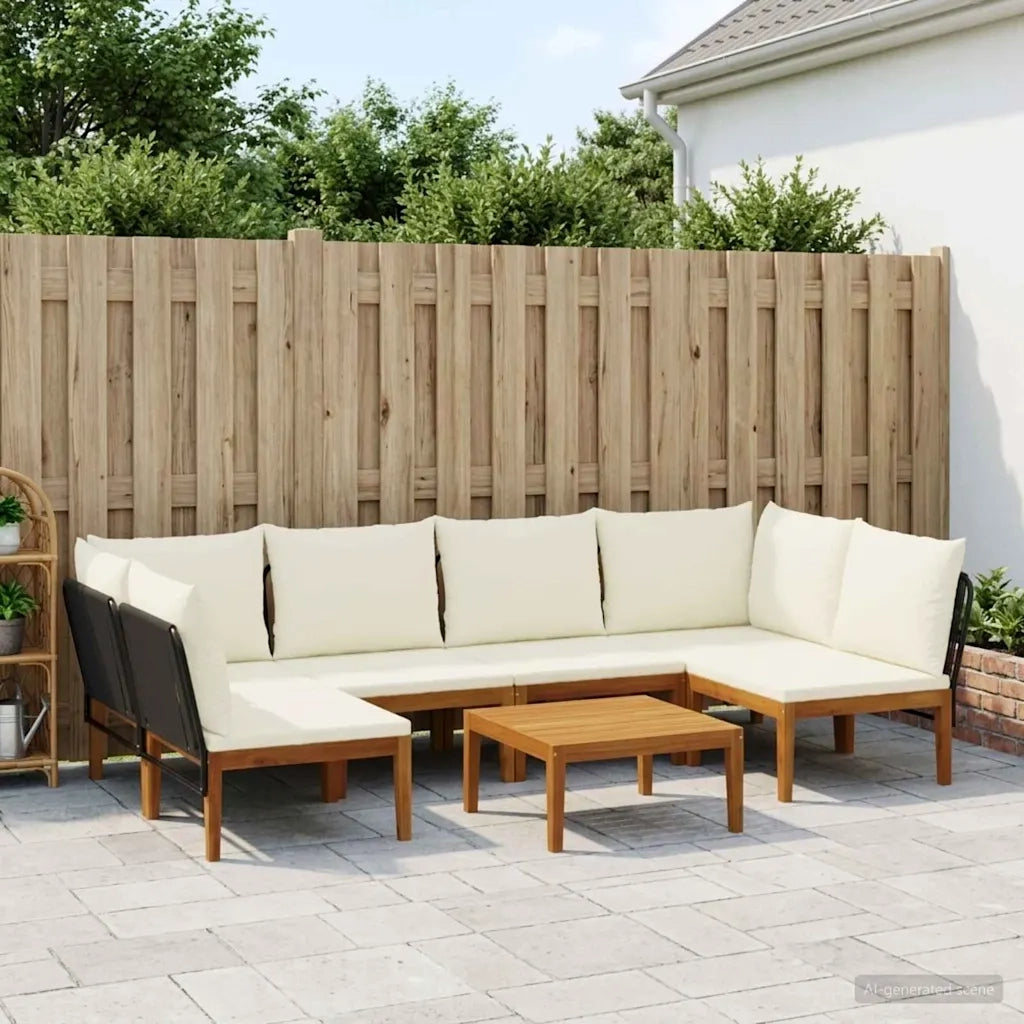 7 pcs Legno massiccio di acacia e corda Naturale 3407727