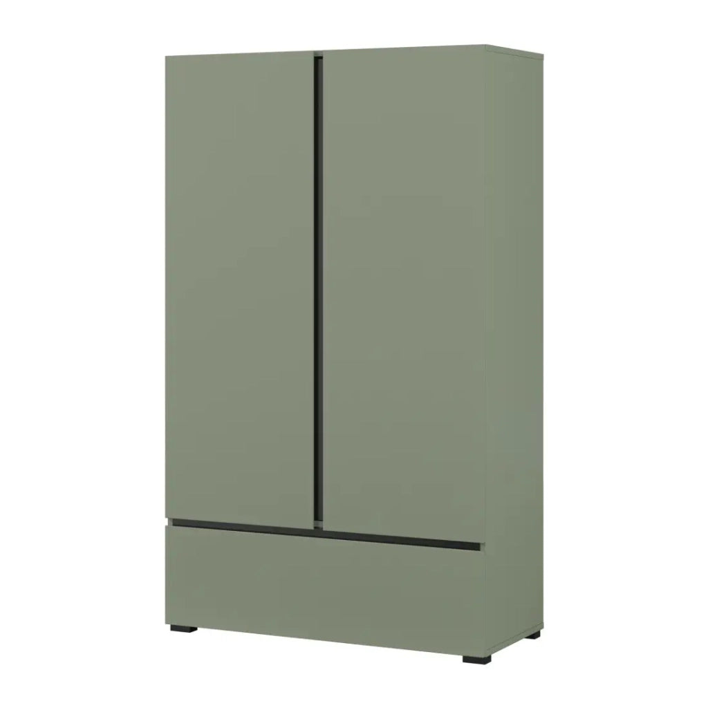 Armadio di stoccaggio HAVANA – 2 porte 1 cassetto – Colore verde salvia e nero – Design moderno e compatto