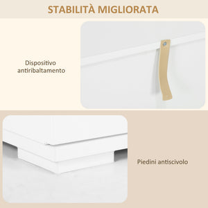 Credenza Mobile Basso Multiuso con LED Regolabile con Telecomando 120x34x70 cm Bianco