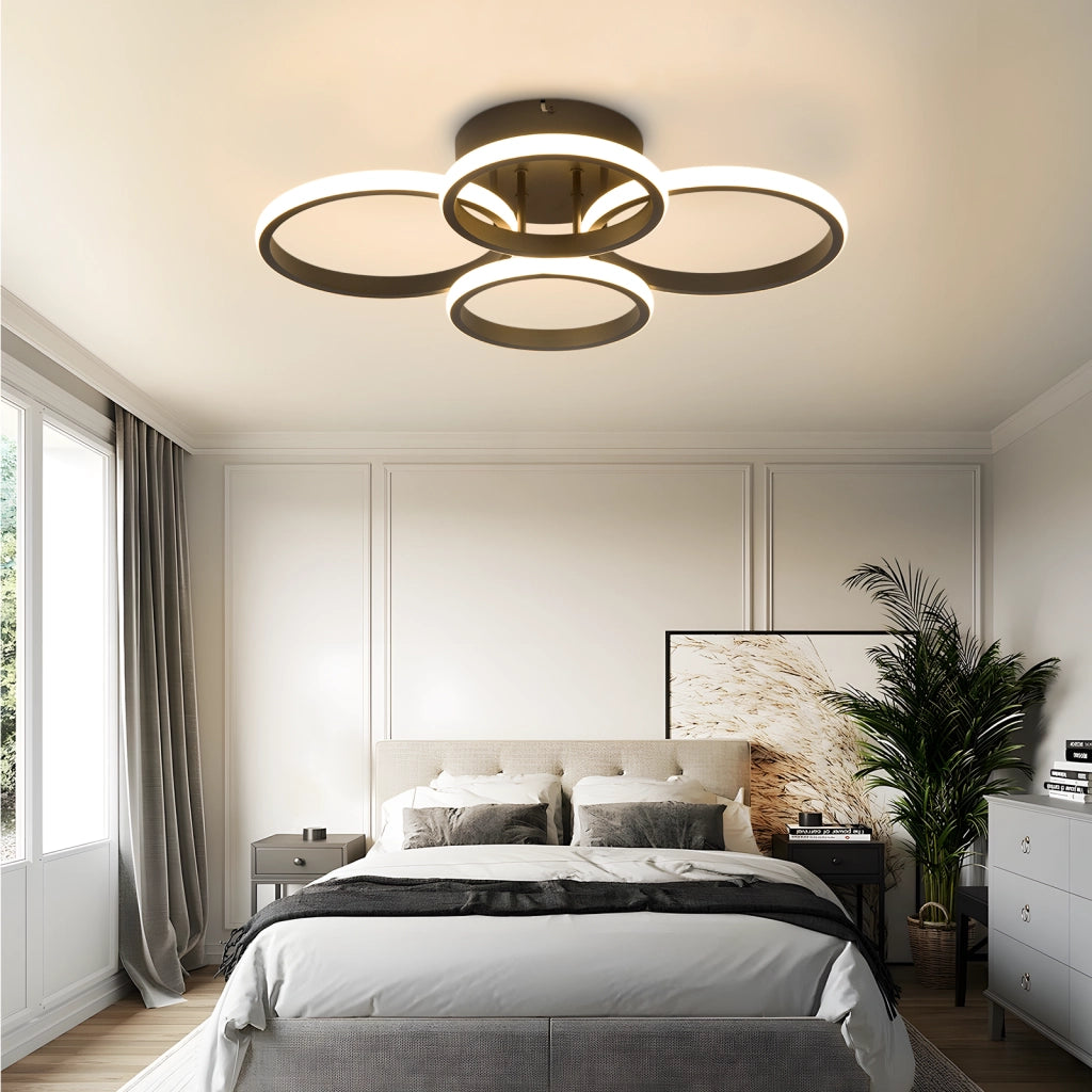 ZMH Lampada da soffitto plafoniera LED nera moderna 48W 55cm dimmerabile telecomando per camera letto cucina