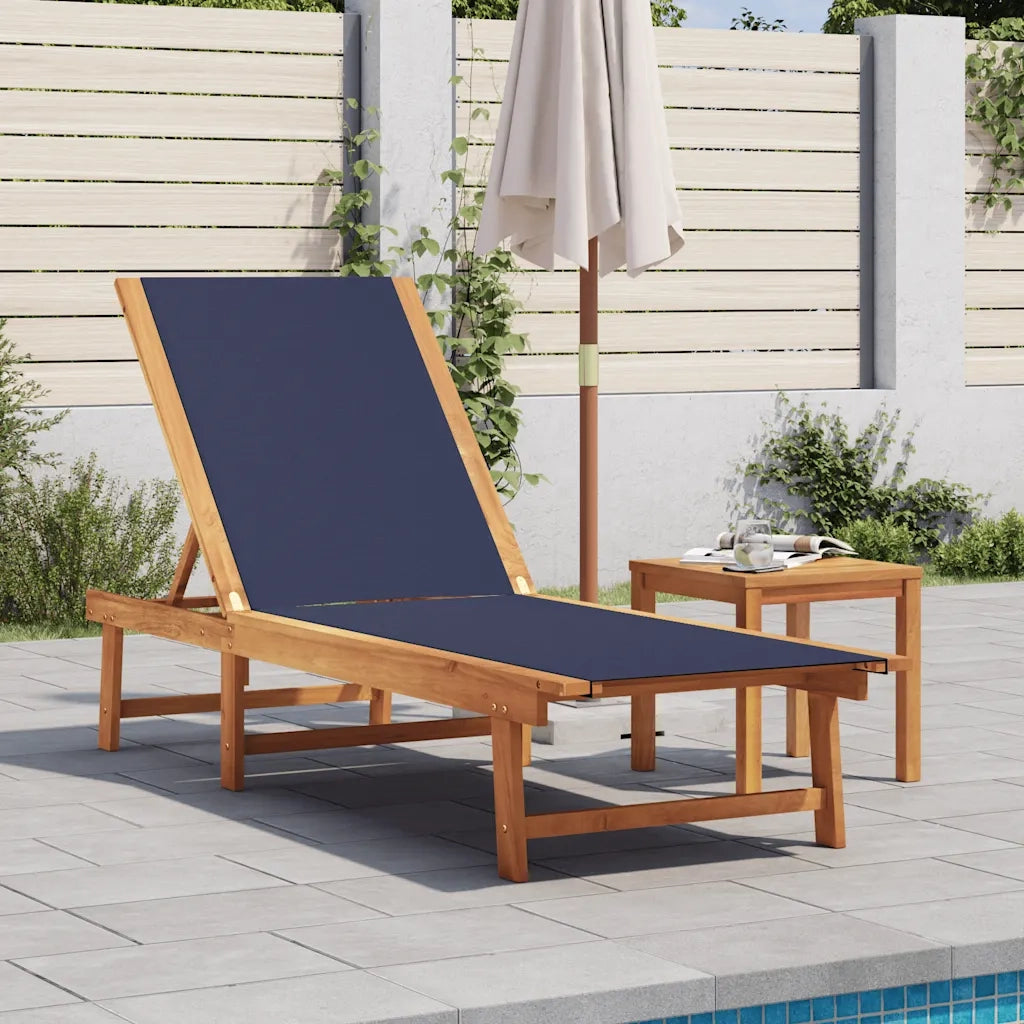 vidaXL Lettino Prendisole Blu in Legno Massello di Acacia e Textilene